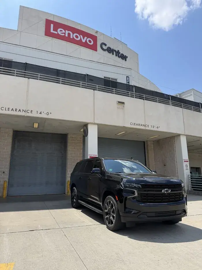 Sleek Transportation fleet vehicle at Lenovo Center